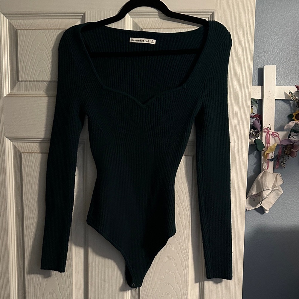 A&F Dark Green Long-Sleeve Bodysuit